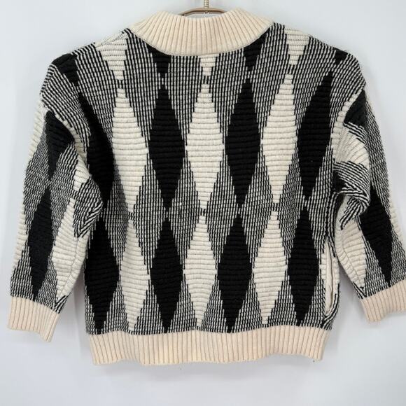 Varley Black and Cream Argyle Oversized Cardigan-M - Picture 5 of 7